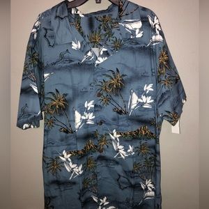 Hawaiian Blue Button Up